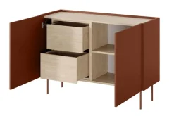 Bogart Komody*DESIN KOMODA 120 2D2SZ - ceramic red / dąb nagano