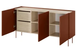 Bogart Komody*DESIN KOMODA 170 3D2SZ - ceramic red / dąb nagano