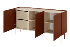 Bogart Komody*DESIN KOMODA 170 3D2SZ - ceramic red / dąb nagano