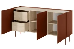 Bogart Komody*DESIN KOMODA 170 3D2SZ - ceramic red / dąb nagano