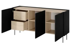 Bogart Komody*DESIN KOMODA 170 3D2SZ - czarny mat / dąb nagano