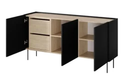 Bogart Komody*DESIN KOMODA 170 3D2SZ - czarny mat / dąb nagano