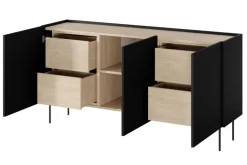 Bogart Komody*DESIN KOMODA 170 3D4SZ - czarny mat / dąb nagano