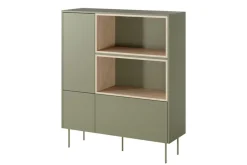 Bogart Komody*DESIN KOMODA WYSOKA 120 2D1SZ - oliwka / dąb nagano