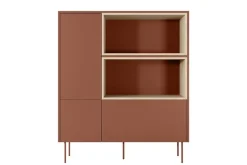 Bogart Komody*DESIN KOMODA WYSOKA 120 2D1SZ - ceramic red / dąb nagano