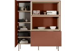 Bogart Komody*DESIN KOMODA WYSOKA 120 2D1SZ - ceramic red / dąb nagano