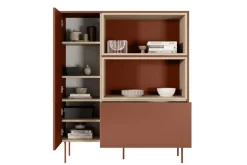 Bogart Komody*DESIN KOMODA WYSOKA 120 2D1SZ - ceramic red / dąb nagano