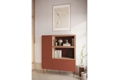 Bogart Komody*DESIN KOMODA WYSOKA 120 2D1SZ - ceramic red / dąb nagano