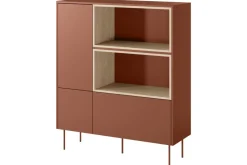 Bogart Komody*DESIN KOMODA WYSOKA 120 2D1SZ - ceramic red / dąb nagano