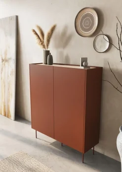 Bogart Komody*DESIN KREDENS 120 2D2SZ - ceramic red / dąb nagano