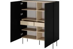 Bogart Komody*DESIN KREDENS 120 2D2SZ - czarny mat / dąb nagano