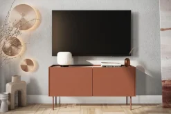 Bogart Szafki Rtv*DESIN RTV 120 2D - ceramic red / dąb nagano