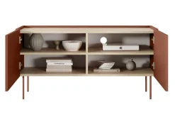 Bogart Szafki Rtv*DESIN RTV 120 2D - ceramic red / dąb nagano