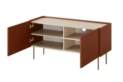 Bogart Szafki Rtv*DESIN RTV 120 2D - ceramic red / dąb nagano