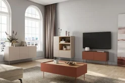 Bogart Szafki Rtv*DESIN RTV 120 2D - ceramic red / dąb nagano