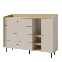 Meblar Komody Do Przedpokoju|Komody Młodzieżowe*Duża komoda 155 cm z szufladami i szafką do pokoju Alessio AE7 beż piaskowy