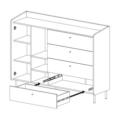 Meblar Komody Do Przedpokoju|Komody Młodzieżowe*Duża komoda 155 cm z szufladami i szafką do pokoju Alessio AE7 beż piaskowy