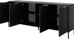 Laski Meble Komody Do Przedpokoju|Komody Do Jadalni*Duża komoda do salonu 203 cm antracyt złoto Lars 4d