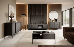 Laski Meble Komody Do Przedpokoju|Komody Do Jadalni*Duża komoda do salonu 203 cm antracyt złoto Lars 4d