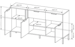 Laski Meble Komody Do Przedpokoju|Komody Do Jadalni*Duża komoda do salonu antracyt złoto Lars 3d2s