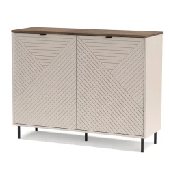 Mebelbos Komody Do Biura|Komody Do Przedpokoju*Duża komoda ryflowana EVO 2D kaszmir / dąb castello EO-01