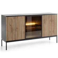 Piaski Komody*Duża komoda z oświetleniem Sento czarny / dąb wotan