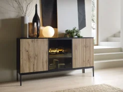 Piaski Komody*Duża komoda z oświetleniem Sento czarny / dąb wotan