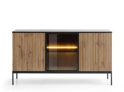 Piaski Komody*Duża komoda z oświetleniem Sento czarny / dąb wotan