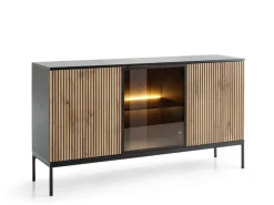 Piaski Komody*Duża komoda z oświetleniem Sento czarny / dąb wotan