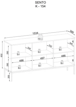 Piaski Komody*Duża komoda z oświetleniem Sento czarny / dąb wotan
