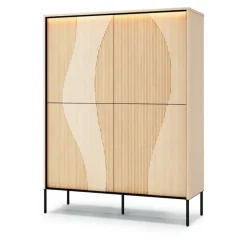 Lenart Komody Do Przedpokoju|Komody Do Jadalni*Duża komoda z oświetleniem LED Flow FW-02 dąb vincenza bielona/czarny