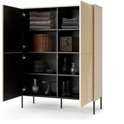 Lenart Komody Do Przedpokoju|Komody Do Jadalni*Duża komoda z oświetleniem LED Flow FW-02 dąb vincenza bielona/czarny