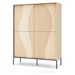 Lenart Komody Do Przedpokoju|Komody Do Jadalni*Duża komoda z oświetleniem LED Flow FW-02 dąb vincenza bielona/czarny