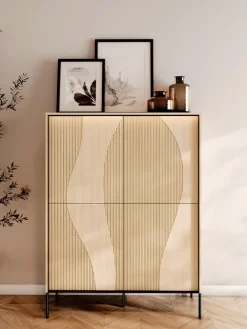 Lenart Komody Do Przedpokoju|Komody Do Jadalni*Duża komoda z oświetleniem LED Flow FW-02 dąb vincenza bielona/czarny