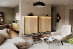 Lenart Komody Do Przedpokoju|Komody Do Jadalni*Duża komoda z oświetleniem LED Flow FW-02 dąb vincenza bielona/czarny