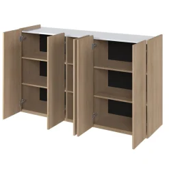 Lenart Komody Do Biura|Komody Do Przedpokoju*Duża komoda z półkami i oświetleniem LED dąb scandi Easy EA-01 5D