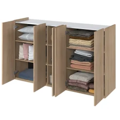 Lenart Komody Do Biura|Komody Do Przedpokoju*Duża komoda z półkami i oświetleniem LED dąb scandi Easy EA-01 5D