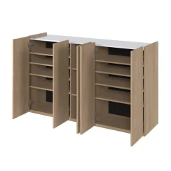 Lenart Komody Do Biura|Komody Do Przedpokoju*Duża komoda z półkami i oświetleniem LED dąb scandi Easy EA-01 5D