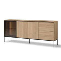 Lenart Komody Do Jadalni|Komody Do Sypialni*Duża komoda z witryną VISSO VI-06 dąb linearny