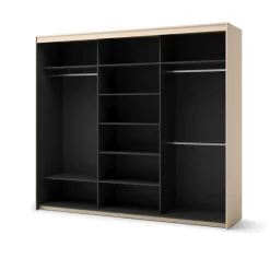 Lenart Szafy Do Przedpokoju|Szafy Do Sypialni*Duża szafa na ubrania z lamelami do sypialni 250x222cm TREND TS-02 Beż piaskowy + czarny