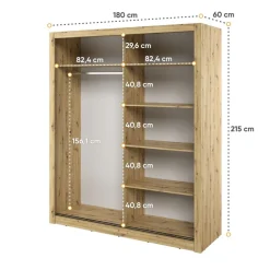 Lenart Szafy*Duża szafa z lustrami do sypialni Arti AR-03 dąb artisan