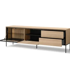 Lenart Szafki Rtv Do Salonu|Szafki Rtv*Duża szafka  RTV z witryną i szufladami VISSO VI-08 dąb linearny