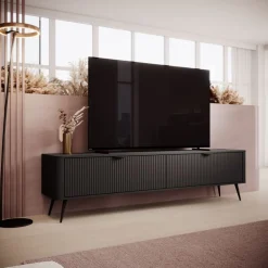 Laski Meble Szafki Rtv Do Salonu|Szafki Rtv*Długa czarna szafka RTV 200 cm