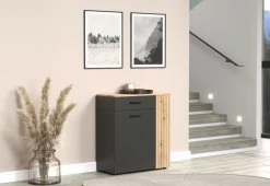 Mebelbos Komody Do Biura|Komody Do Przedpokoju*Dwudrzwiowa komoda z szufladą Komoda Esteban 2D1S grafit / dąb evok