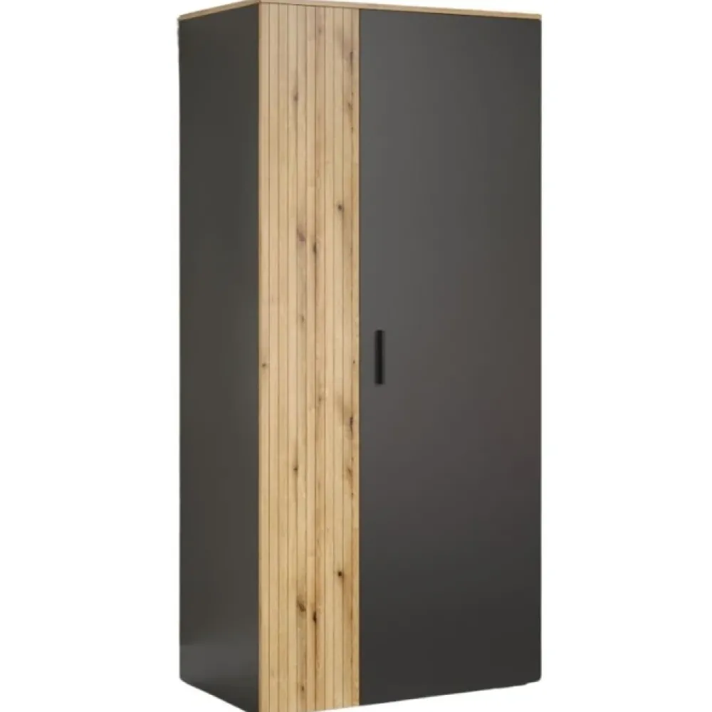 Mebelbos Szafy*Dwudrzwiowa szafa 90 cm grafit/dąb evok Esteban 2D