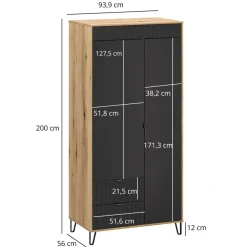Mebelbos Szafy Do Przedpokoju|Szafy Do Pokoju Młodzieżowego*Dwudrzwiowa szafa z ryflowanymi frontami 2D2S Bellano