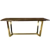 ArteHome Stoły*Elegancki stół Roseta 200/100/75cm z brązowym marmurowym blatem i złotymi chromowanymi nóżkami
