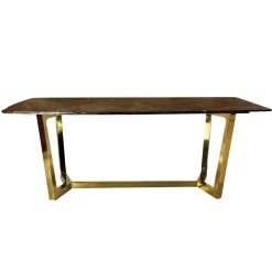 ArteHome Stoły*Elegancki stół Roseta 200/100/75cm z brązowym marmurowym blatem i złotymi chromowanymi nóżkami