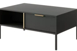 Laski Meble Ławy I Stoliki Do Salonu|Stoliki Kawowe I Ławy*Elegancki stolik kawowy z szufladą antracyt złoto Lars
