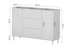 Bogart Komody Do Biura|Komody Do Przedpokoju*ELIVO KOMODA 150 2D3SZ - eukaliptus / dąb baltic dune / nogi eukaliptus